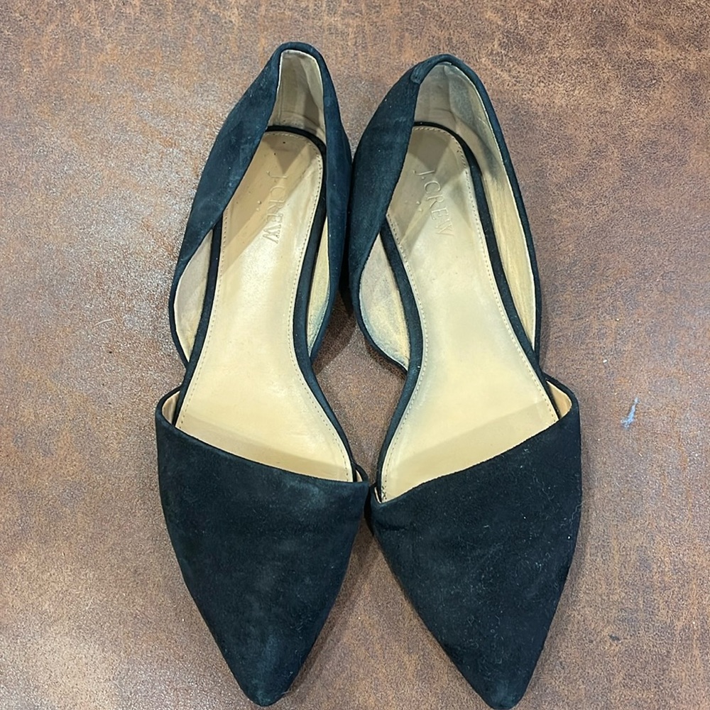 Jcrew pointed slip ons in black velvet